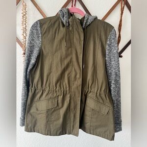 2Sable Hooded Olive Green Cargo Jacket